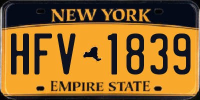 NY license plate HFV1839