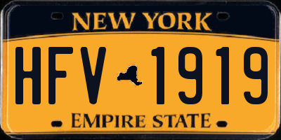 NY license plate HFV1919