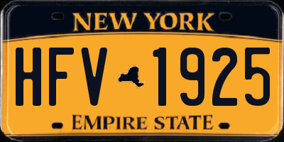 NY license plate HFV1925