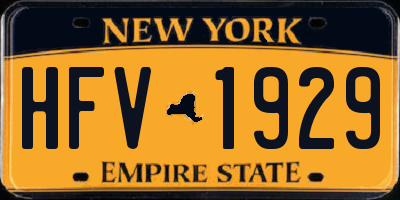 NY license plate HFV1929