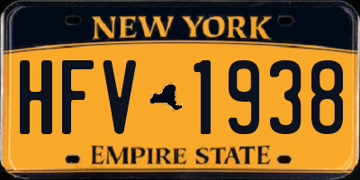 NY license plate HFV1938
