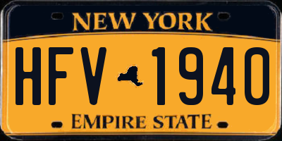NY license plate HFV1940