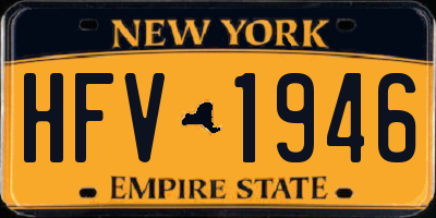 NY license plate HFV1946