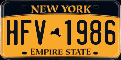 NY license plate HFV1986