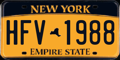 NY license plate HFV1988