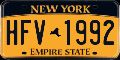 NY license plate HFV1992