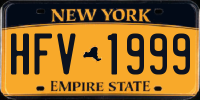 NY license plate HFV1999