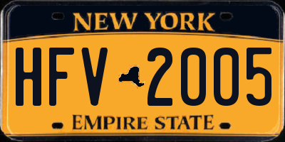 NY license plate HFV2005