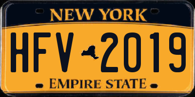 NY license plate HFV2019