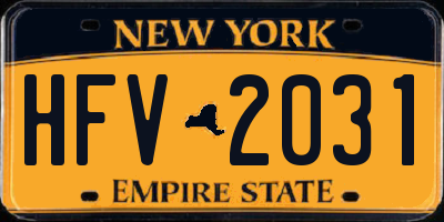 NY license plate HFV2031