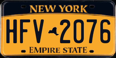 NY license plate HFV2076