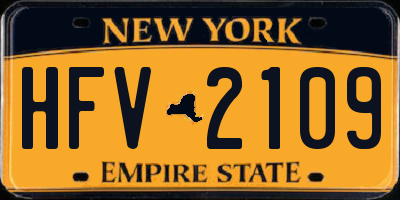 NY license plate HFV2109