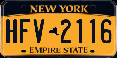 NY license plate HFV2116