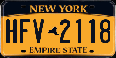 NY license plate HFV2118