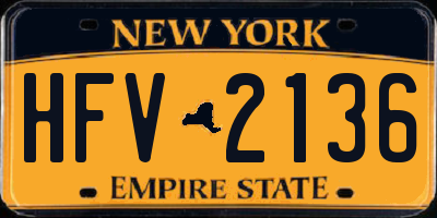 NY license plate HFV2136