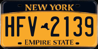 NY license plate HFV2139