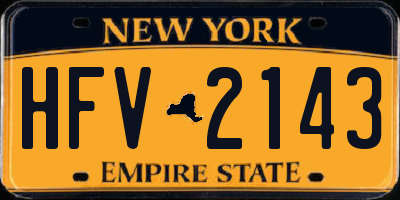 NY license plate HFV2143
