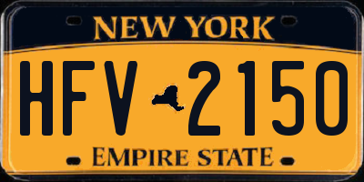 NY license plate HFV2150