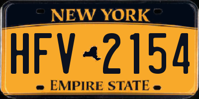 NY license plate HFV2154
