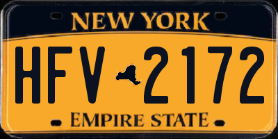 NY license plate HFV2172