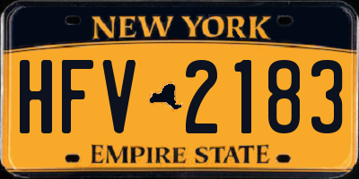 NY license plate HFV2183