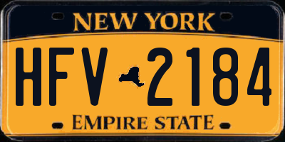 NY license plate HFV2184