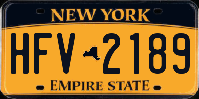 NY license plate HFV2189