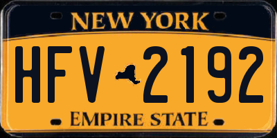 NY license plate HFV2192
