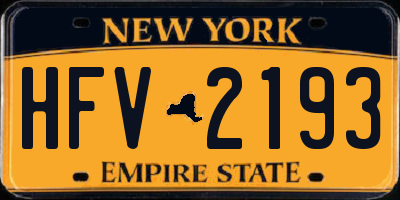 NY license plate HFV2193