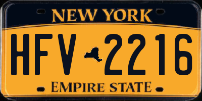 NY license plate HFV2216