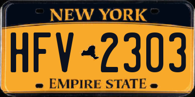 NY license plate HFV2303