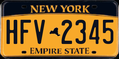 NY license plate HFV2345