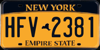 NY license plate HFV2381