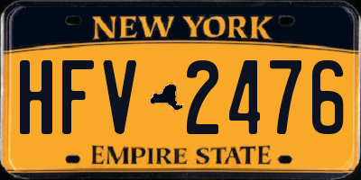 NY license plate HFV2476