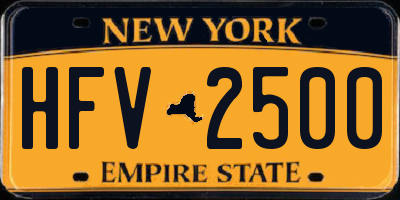 NY license plate HFV2500