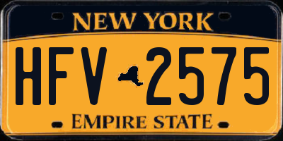 NY license plate HFV2575
