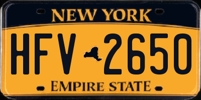 NY license plate HFV2650