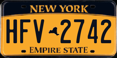 NY license plate HFV2742