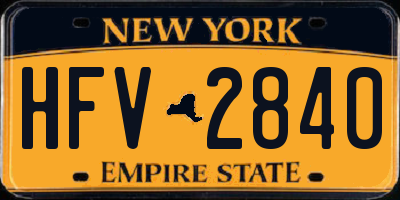 NY license plate HFV2840