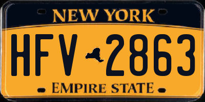 NY license plate HFV2863
