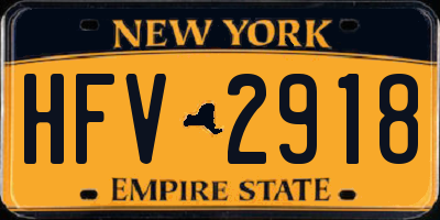 NY license plate HFV2918