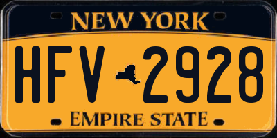 NY license plate HFV2928