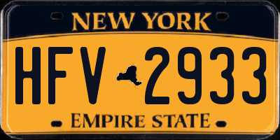 NY license plate HFV2933