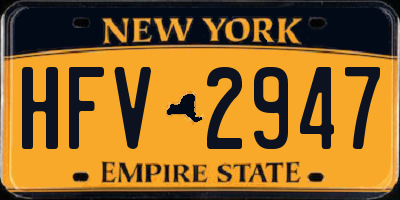 NY license plate HFV2947