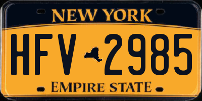 NY license plate HFV2985