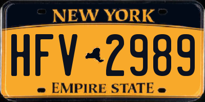 NY license plate HFV2989
