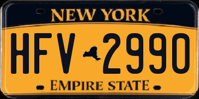 NY license plate HFV2990