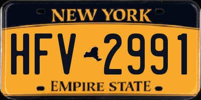 NY license plate HFV2991