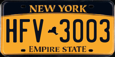 NY license plate HFV3003
