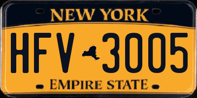 NY license plate HFV3005